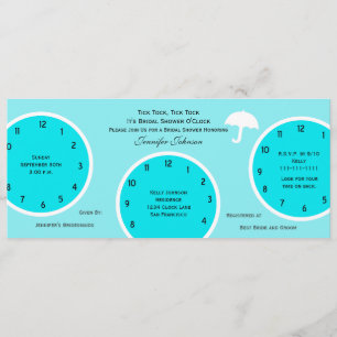 Um die Uhr Brautdusche Einladung Blau