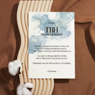 Um ehrlich zu sein (TBH) Blue Breakup Card Ankündigung