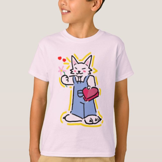 Um gatinho muito fofo te oferecendo uma flor! T-Shirt (Vorderseite)
