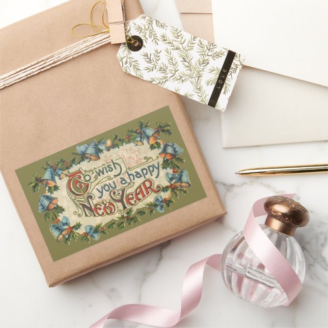 Um Ihnen ein glückliches neues Jahr zu wünschen, V Rechteckiger Aufkleber (Schenken)