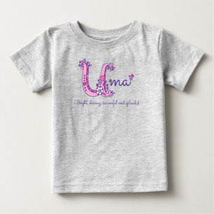 Uma Initial Doodle Art Name bedeutet rosa lila Baby T-shirt