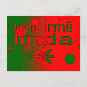 Uma Irmã Linda Portugal Flaggenfarben Pop Art Postkarte