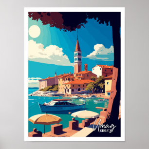 Umag Croatia Art Vintage Reisen Illustration Poster
