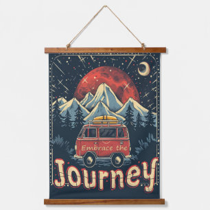 Umarm die Reise Rustikal Vintage Wandteppich Mit Holzrahmen