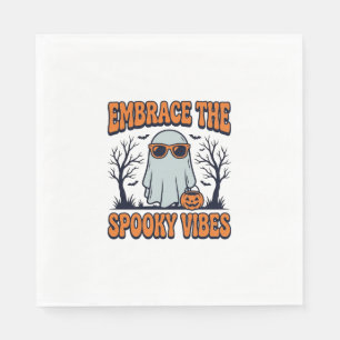 Umarme die Grusel-Vibes Geist Halloween-Shirt_1 Serviette