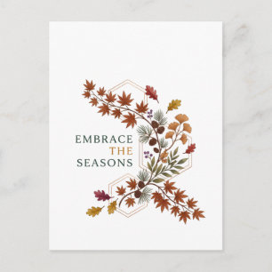 Umarme die Jahreszeiten Dynamischer Herbst Botanis Postkarte