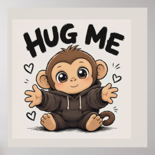 Umarme mich Affe Poster