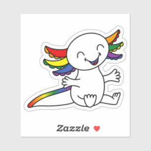 Umarme mich! Niedliche Axolotl in LGBTQ+-Regenboge Aufkleber