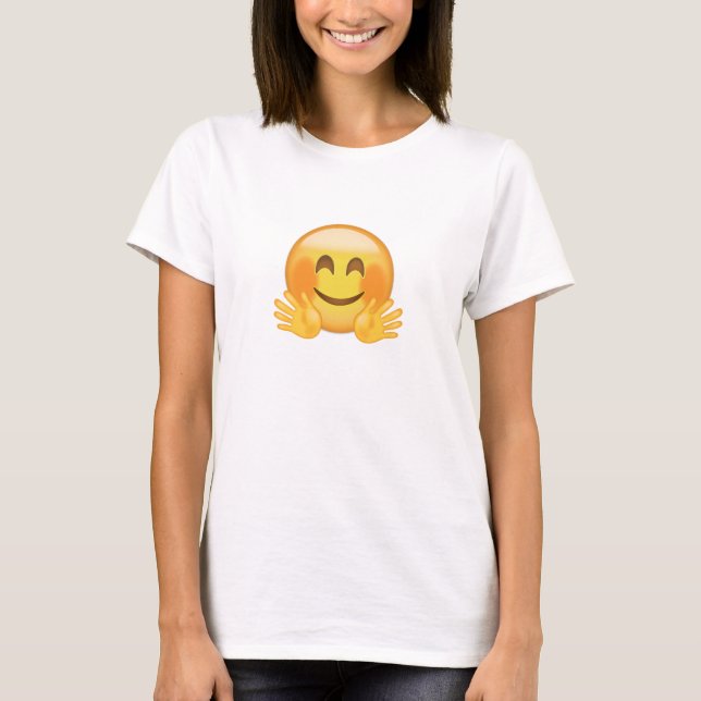 Umarmen des Gesichtes Emoji T-Shirt (Vorderseite)