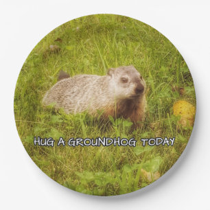 Umarmen Sie ein groundhog heute Teller