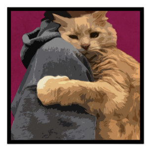 Umarmen Sie Ihre Katze Illustration magenta Poster