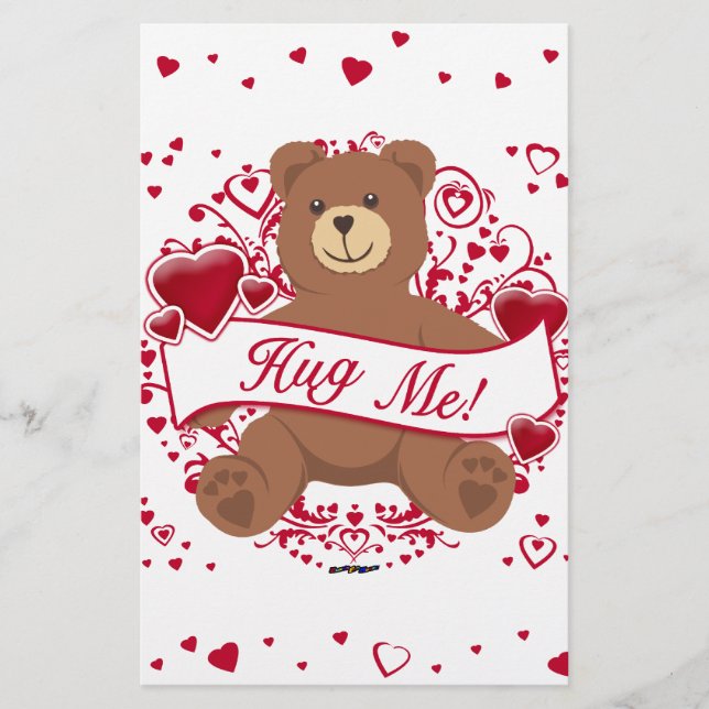 Umarmen Sie mich! Valentinstag Teddybär Briefpapier (Vorderseite)