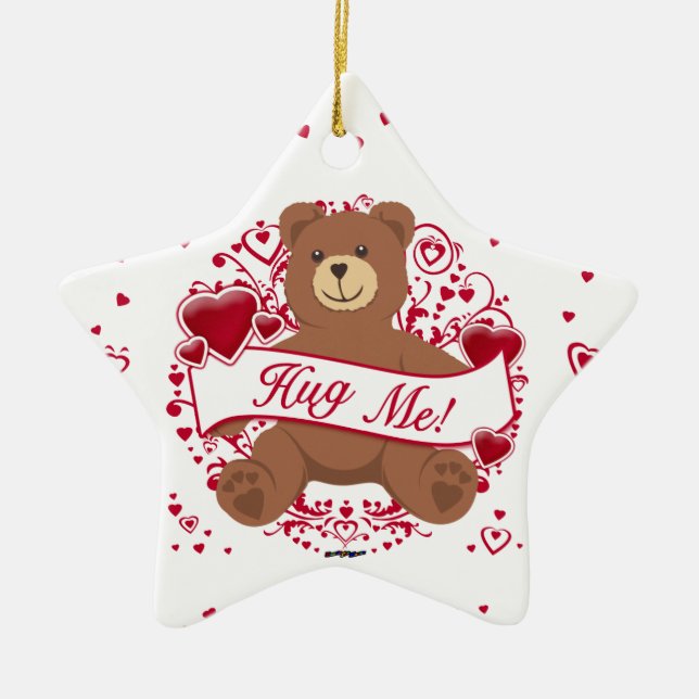 Umarmen Sie mich! Valentinstag Teddybär Keramikornament (Vorne)
