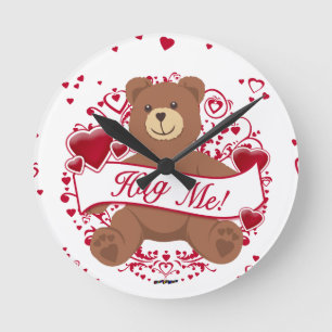 Umarmen Sie mich! Valentinstag Teddybär Runde Wanduhr