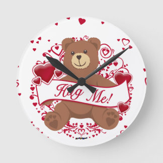 Umarmen Sie mich! Valentinstag Teddybär Runde Wanduhr