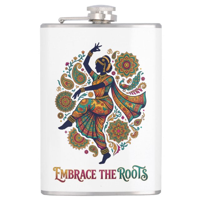 Umarmt den Roots Dance Flachmann (Vorderseite)