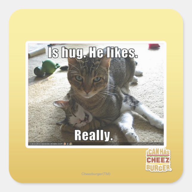 Umarmt. Er mag. Quadratischer Aufkleber (Vorderseite)