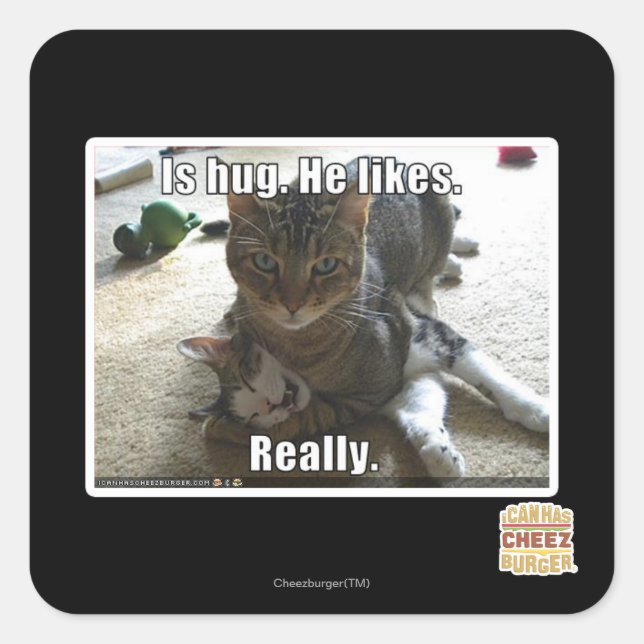 Umarmt. Er mag. Quadratischer Aufkleber (Vorderseite)