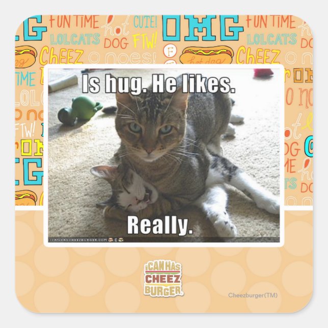 Umarmt. Er mag. Quadratischer Aufkleber (Vorderseite)