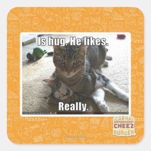 Umarmt. Er mag. Quadratischer Aufkleber