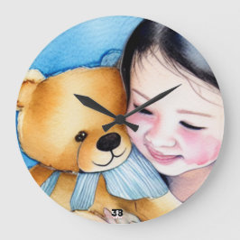 Umarmung eines Bären Große Wanduhr