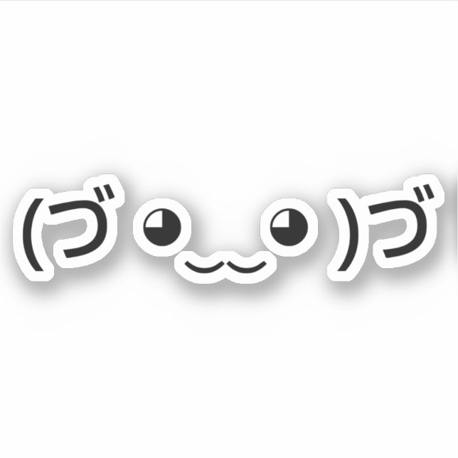 Umarmung Emoticon (づ ◕ ‿ ◕)づ japanischer Kaomoji Aufkleber (Vorderseite)
