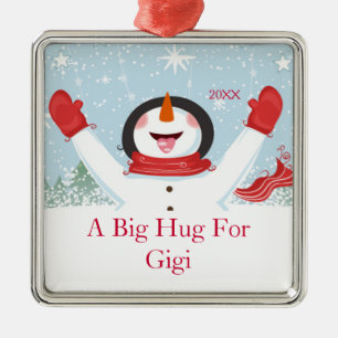 Umarmung für Gigi WeihnachtsSchneemann-Verzierung Silbernes Ornament