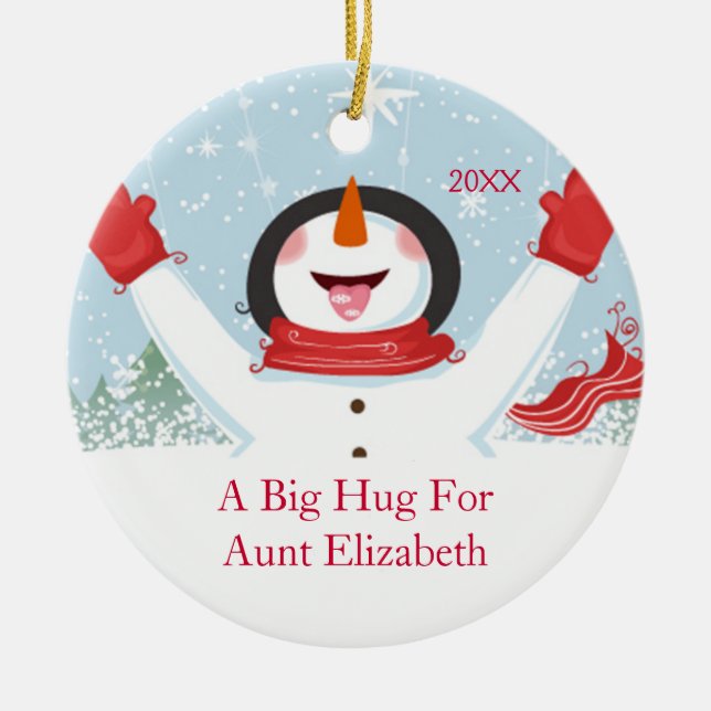 Umarmung für Tante Christmas Snowman Ornament (Vorne)