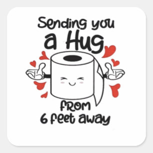 Umarmung in 2 Meter Entfernung Quadratischer Aufkleber