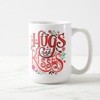Umarmungen und Küsse Keramikbecher — Floral Kaffeetasse