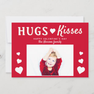 Umarmungen und Küsse Rotes Herz Valentinstag Fotok Feiertagskarte