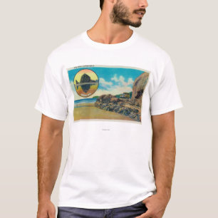 Umarmungs-Punkt am Kanonen-Strand und am T-Shirt