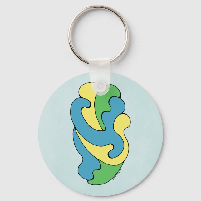 Umarmungskurven (Gelb, Blau, Grün) Schlüsselanhänger (Vorderseite)