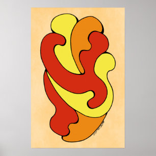 Umarmungskurven (Gelb, Rot, Orange) Poster