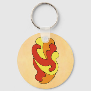 Umarmungskurven (Gelb, Rot, Orange) Schlüsselanhänger