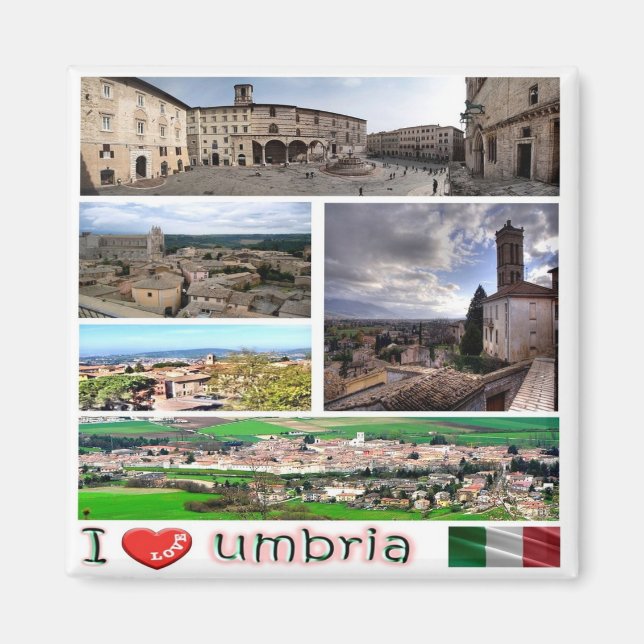 UMB004 UMBRIA I Liebe, Mosaik, Italien, Kühlschran Magnet (Vorne)