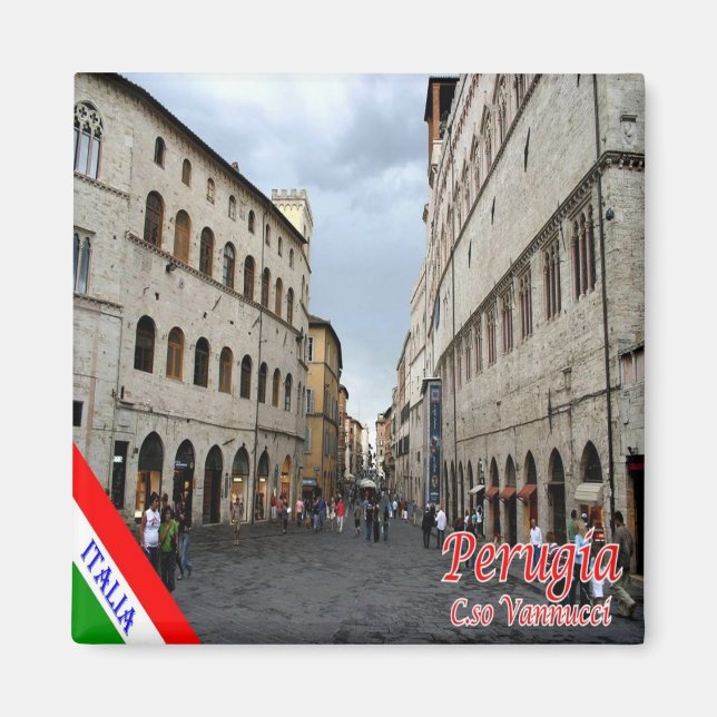 UMB016 PERUGIA, Corso Vannucci, Umbrien, Kühlschra Magnet (Vorne)
