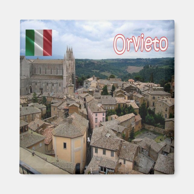 UMB019 ORVIETO, Luft View, Umbrien, Italien, Kühls Magnet (Vorne)