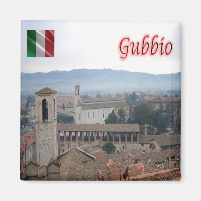 UMB023 GUBBIO, Panorama, Umbrien, Italien, Kühlsch Magnet (Vorne)