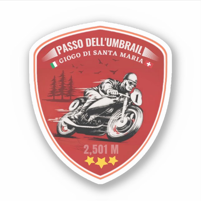 Umbrail Pass Grenzalpen Italien-Schweiz Aufkleber (Vorderseite)