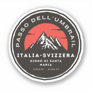 Umbrailpass Italien-Schweiz Grenze Alpen Aufkleber