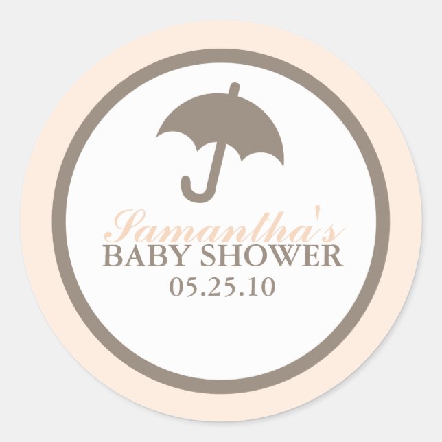 Umbrella Baby Dusche Runder Aufkleber (Vorderseite)