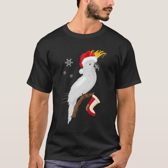 Umbrella Cockatoo Weihnachtsmannmütze Weihnachten T-Shirt (Vorderseite)