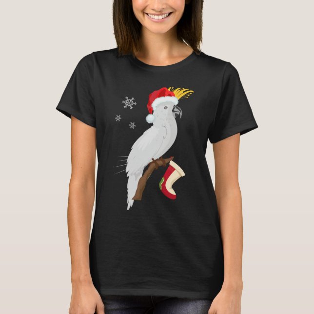 Umbrella Cockatoo Weihnachtsmannmütze Weihnachten T-Shirt (Vorderseite)