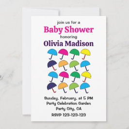 Umbrella farbenfrohe Regenschirm Baby Girl Dusche Einladung