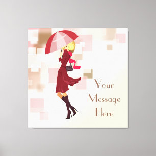 Umbrella Fashion Model Wrapped Canvas Leinwanddruck