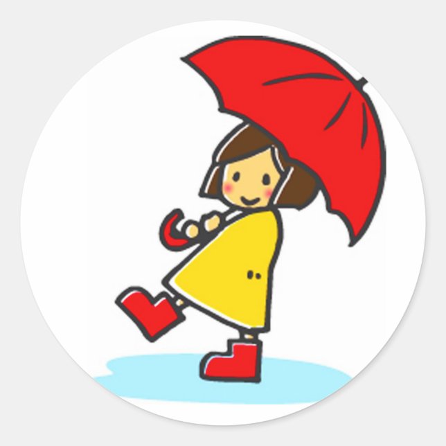 Umbrella Girl Round Stickers (Vorderseite)