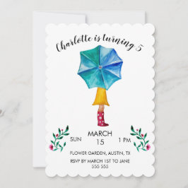 Umbrella Girl Watercolor Herz Feiertagskarte