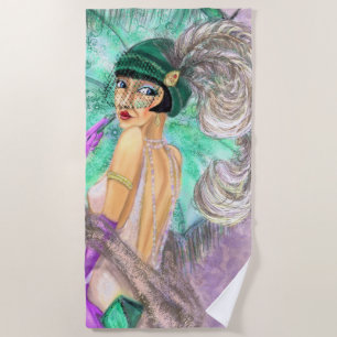 Umbrella Lady Beach Handtuch
