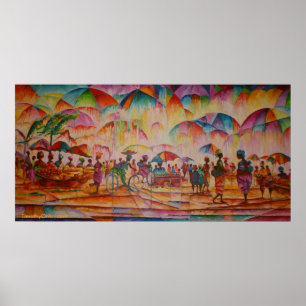 Umbrella Market - Canvas Print Poster